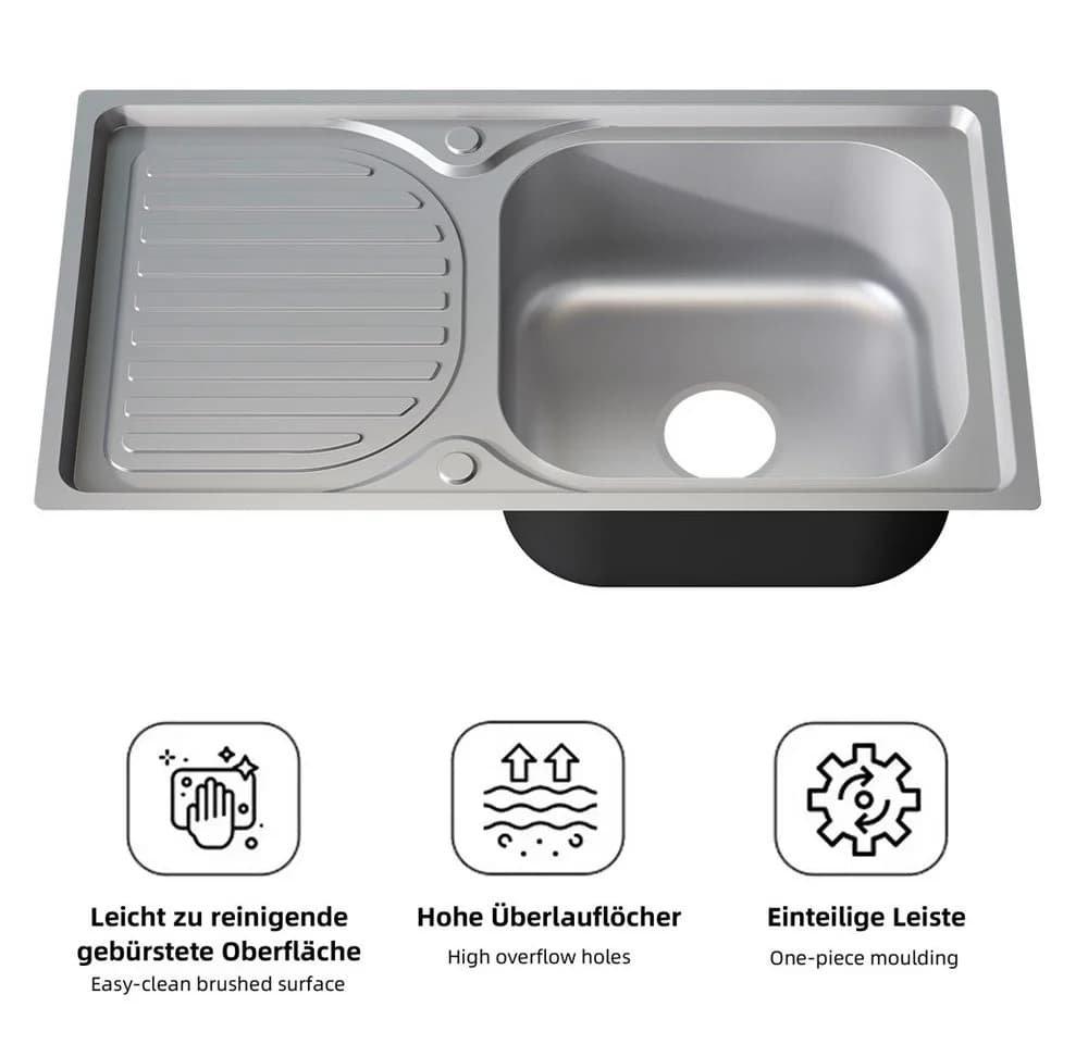 Melko Einbauspüle Edelstahl Komplett-Set Modern Silber - Bild 3