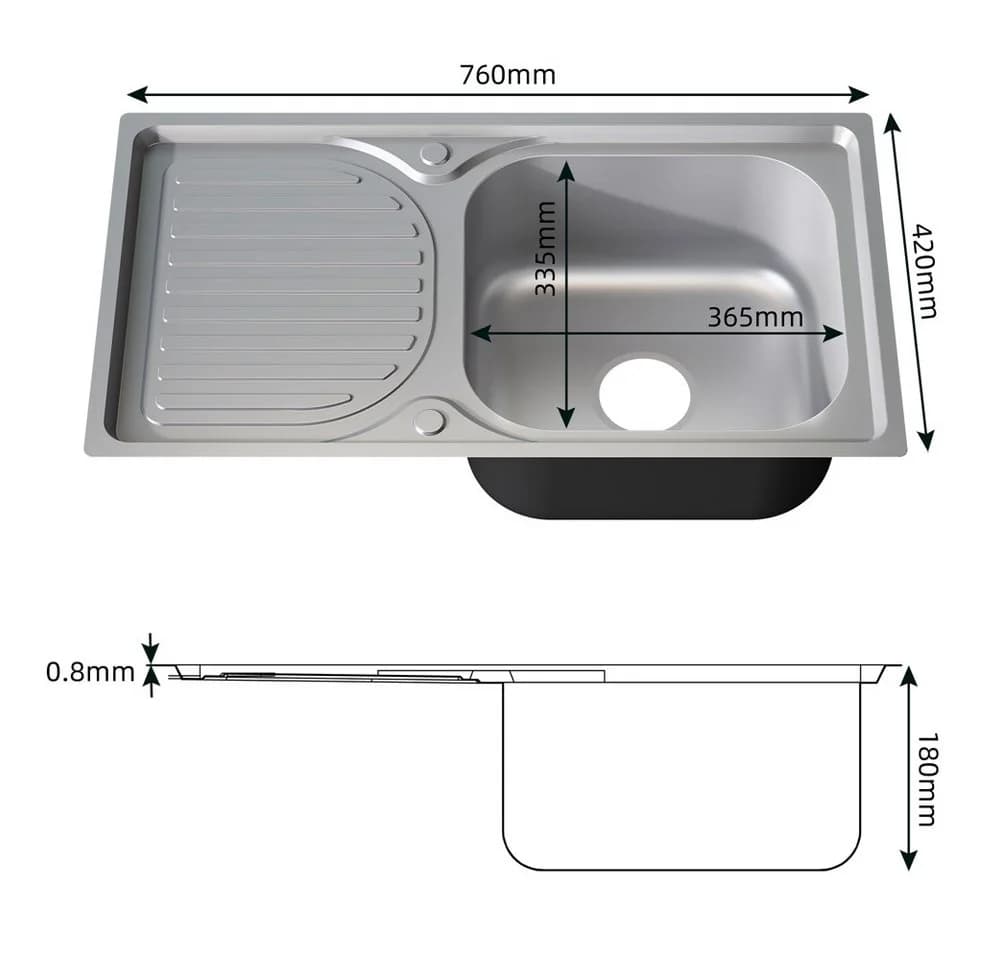 Melko Einbauspüle Edelstahl Komplett-Set Modern Silber - Bild 5