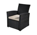 Melko Gartensessel Schwarz Beige Polyrattan Höhenverstellbar Bild 1