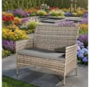 Melko Gartenbank Polyrattan Grau Grau Schwarz Braun mit Kissen Bild 2