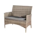 Melko Gartenbank Polyrattan Grau Grau Schwarz Braun mit Kissen Bild 3