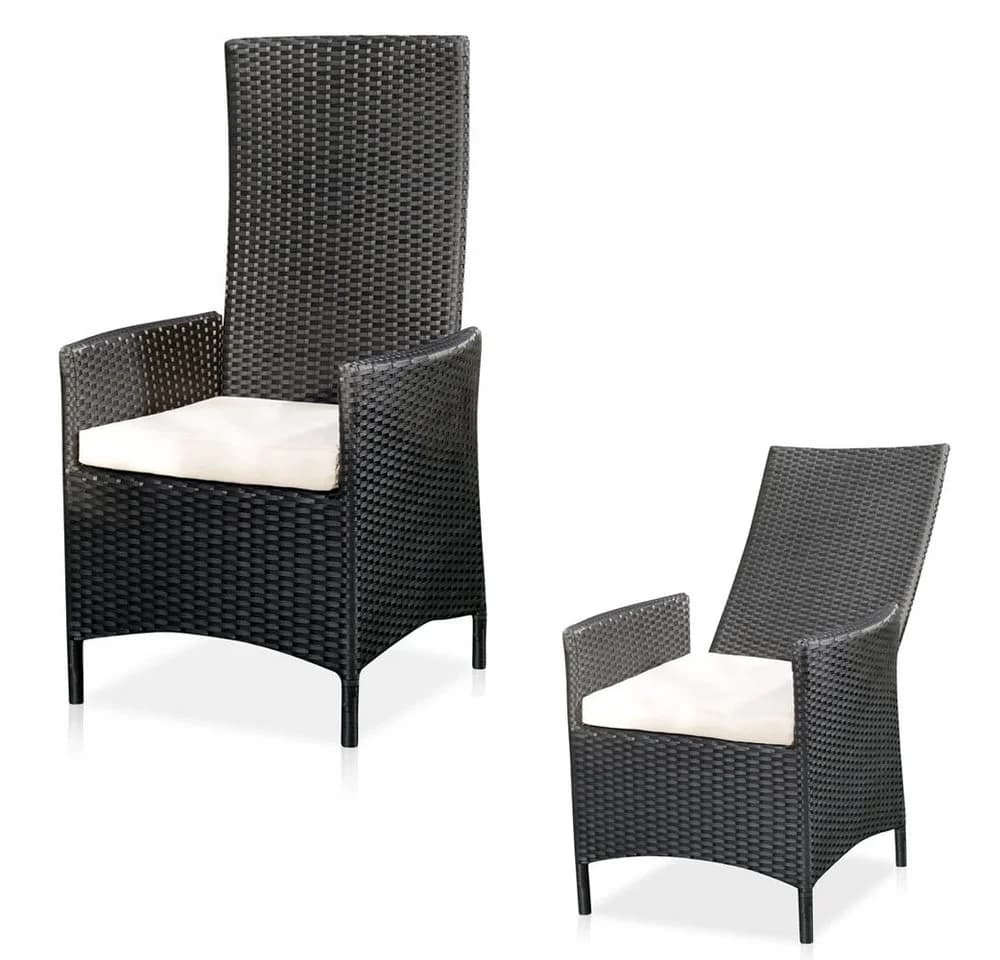 Melko Gartenstuhl Hochlehner Polyrattan mit Kissen - Bild 5