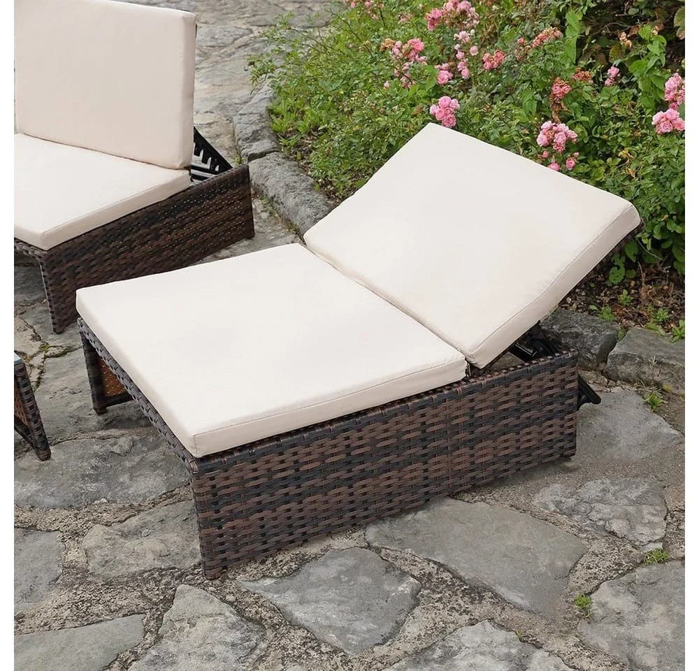 Melko Gartenlounge-Set 2 Sessel Tisch Braun Polyrattan - Bild 4