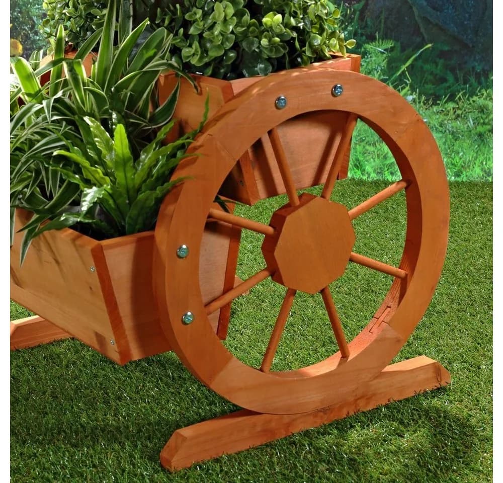 Melko Pflanzkübel Wasserrad-Design Holz Garten Blumentrog - Bild 3