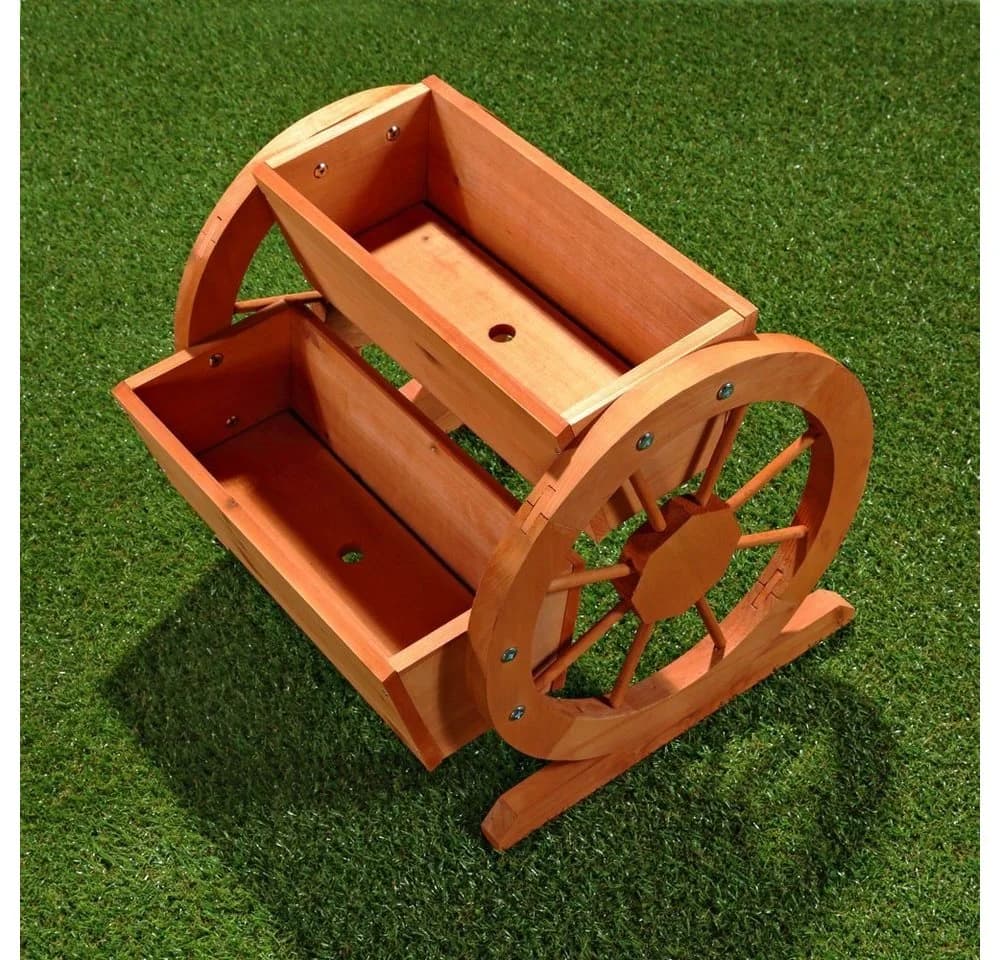 Melko Pflanzkübel Wasserrad-Design Holz Garten Blumentrog - Bild 5