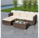Melko Gartenlounge-Set 5-tlg. Polyrattan Sitzgruppe mit Glas Bild 2