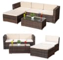 Melko Gartenlounge-Set 5-tlg. Polyrattan Sitzgruppe mit Glas Bild 3