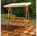 Melko Hollywoodschaukel 2-Sitzer Holz Beige mit Dach Bild 3