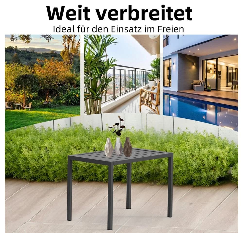 Melko Aluminium Beistelltisch Rechteckig Terrassentisch - Bild 4