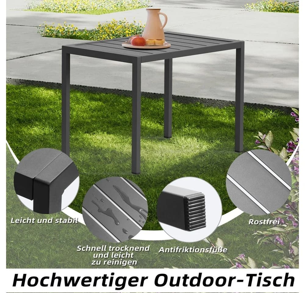 Melko Aluminium Beistelltisch Rechteckig Terrassentisch - Bild 5