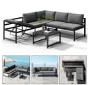 Melko Gartenlounge-Set Ecklounge mit Liegefunktion Aluminium Sitzgruppe wetterfest Grau Bild 1