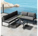 Melko Gartenlounge-Set Ecklounge mit Liegefunktion Aluminium Sitzgruppe wetterfest Grau Bild 3