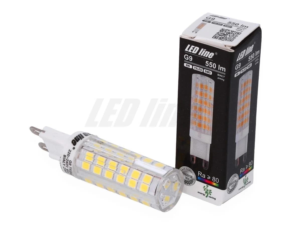 LED-Line G9 LED Leuchtmittel 6W 6000K Kaltweiß 550 Lumen, 6 St.