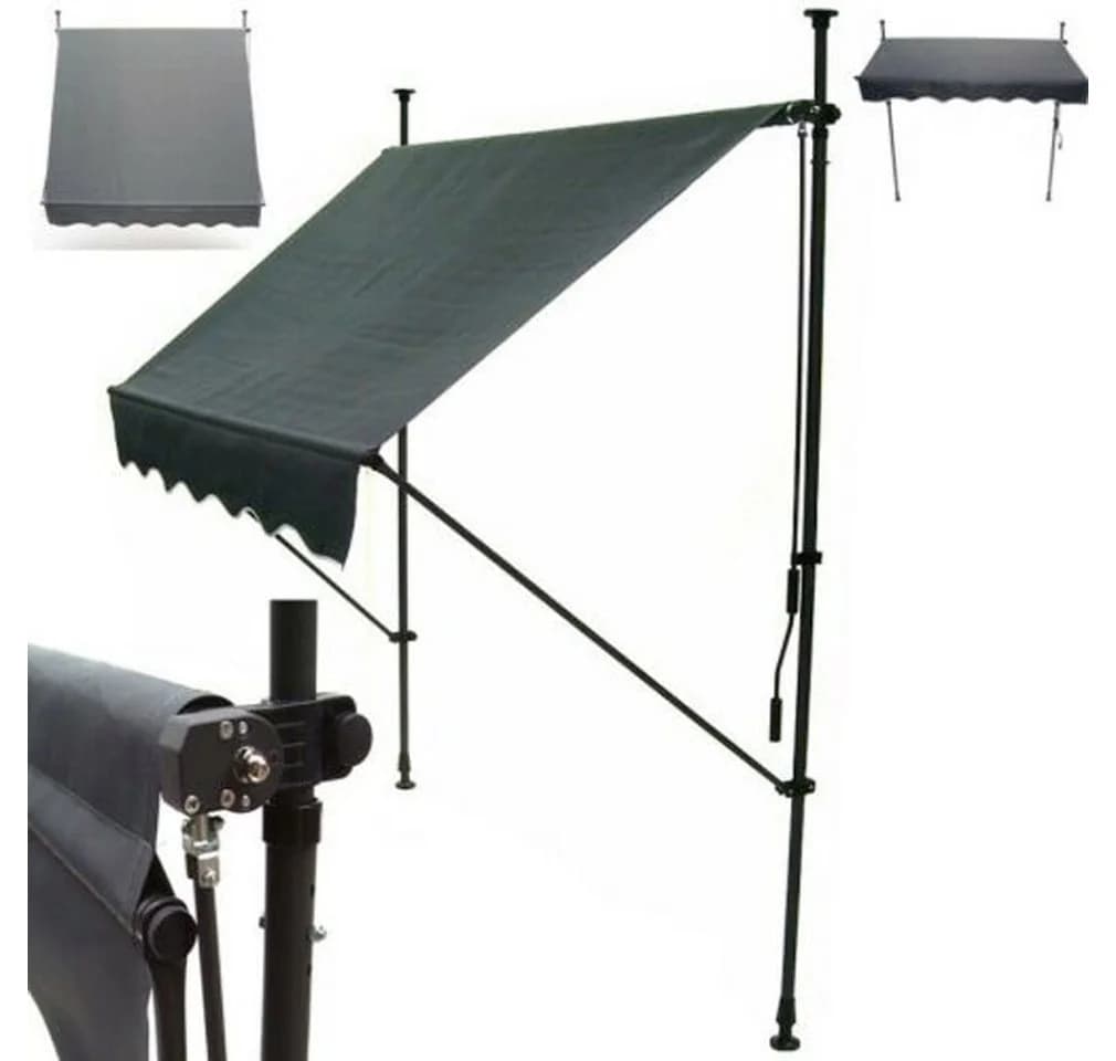 Apex Klemmmarkise 150cm Anthrazit mit Handkurbel - Bild 2