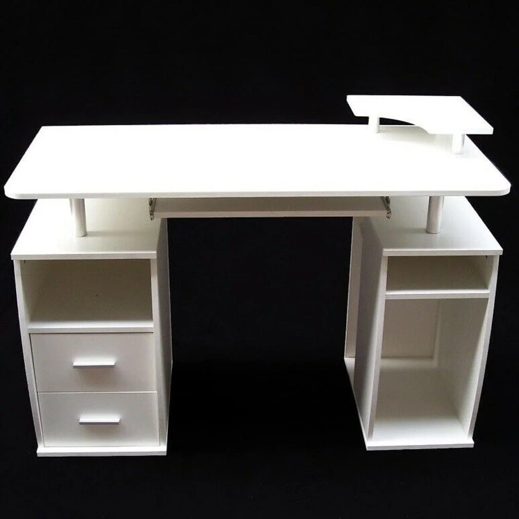 Apex Schreibtisch 120cm Weiß mit Schubladen und Druckerfach