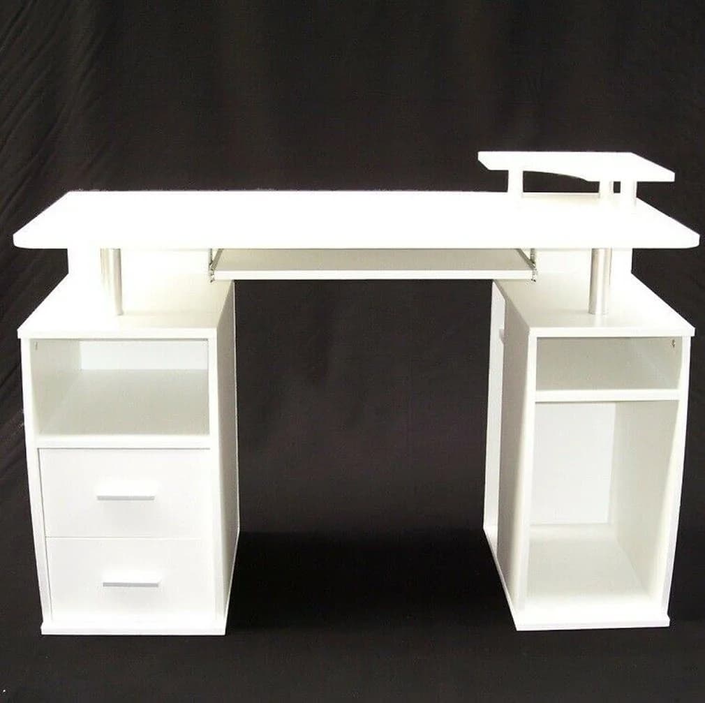 Apex Schreibtisch 120cm Weiß mit Schubladen und Druckerfach - Bild 4