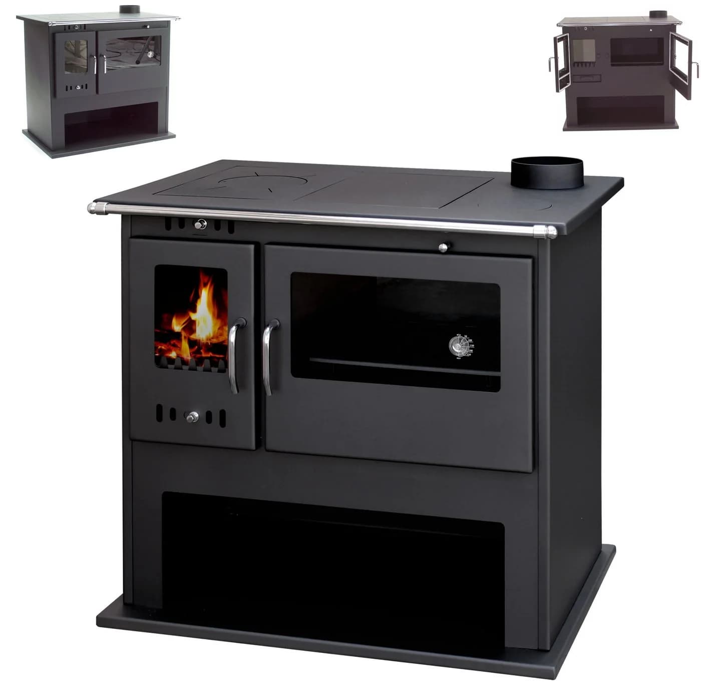 Apex Kaminofen Holzherd 10.5kW Küchenofen mit Herdplatte und Backfach