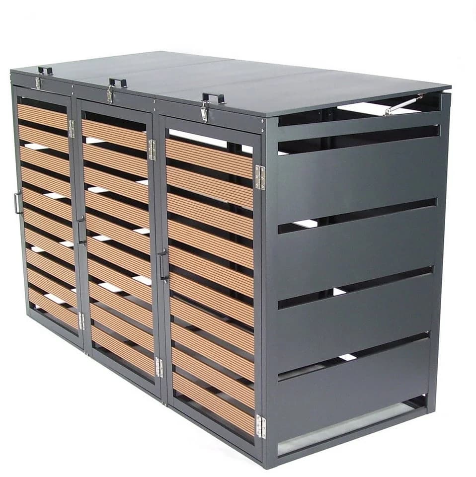 Apex Mülltonnenbox 3-fach 240L WPC Holzoptik Anthrazit