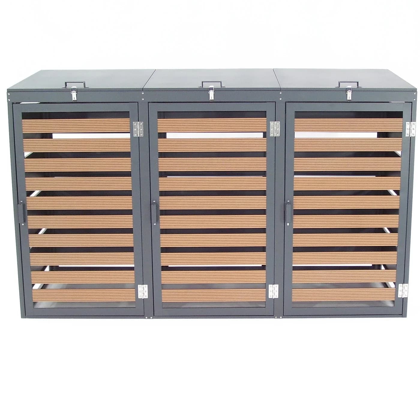 Apex Mülltonnenbox 3-fach 240L WPC Holzoptik Anthrazit - Bild 4
