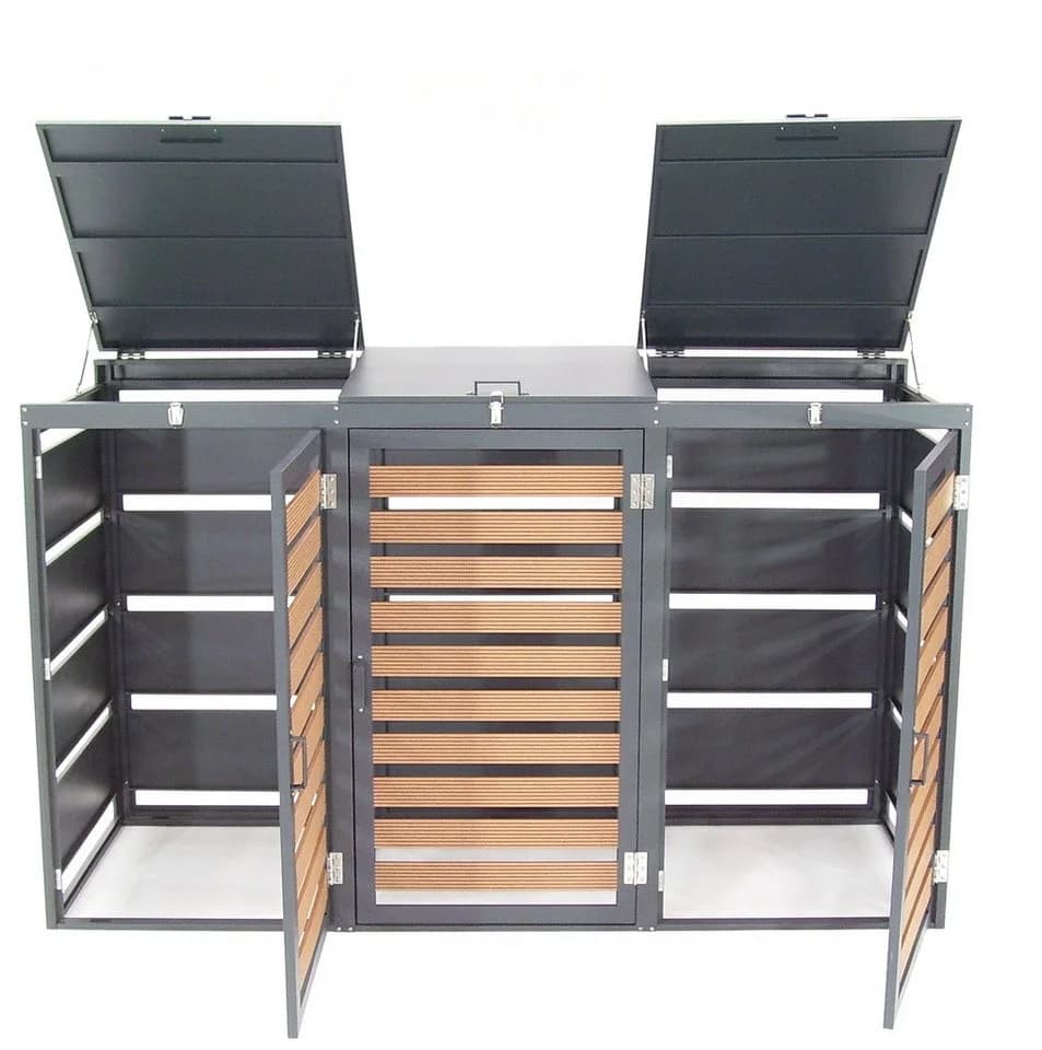 Apex Mülltonnenbox 3-fach 240L WPC Holzoptik Anthrazit - Bild 5