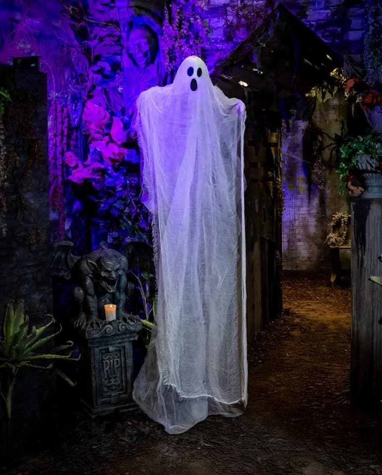 Horror-Shop Halloween Geist Hängefigur Weiß/Schwarz 215 cm