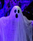 Horror-Shop Halloween Geist Hängefigur Weiß/Schwarz 215 cm Bild 3