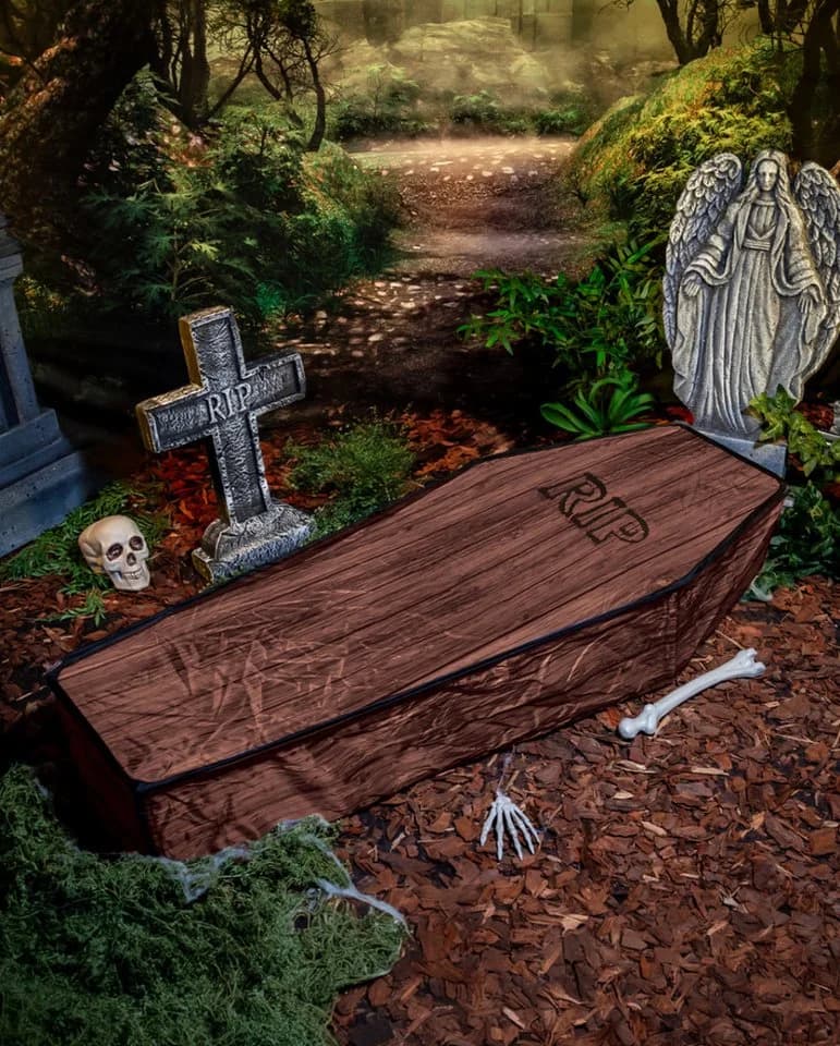 Horror-Shop Faltbarer Stoffsarg Braun 150 cm Halloween Deko