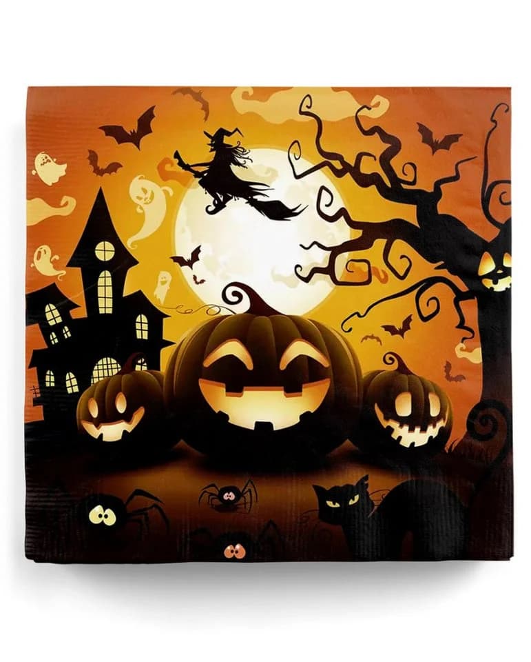 Horror-Shop Papierserviette Happy Halloween 12 St. Orange/Schwarz - Bild 2