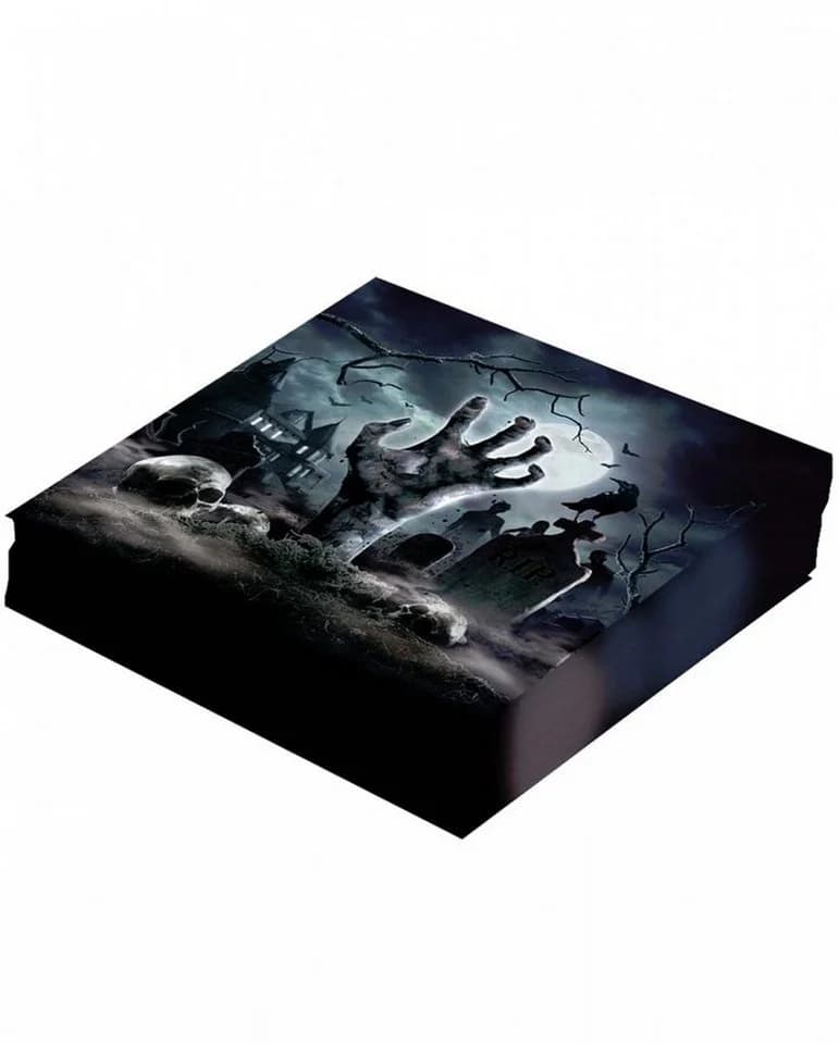 Horror-Shop Papierserviette Zombie Friedhof Grau/Schwarz/Weiß - Bild 3