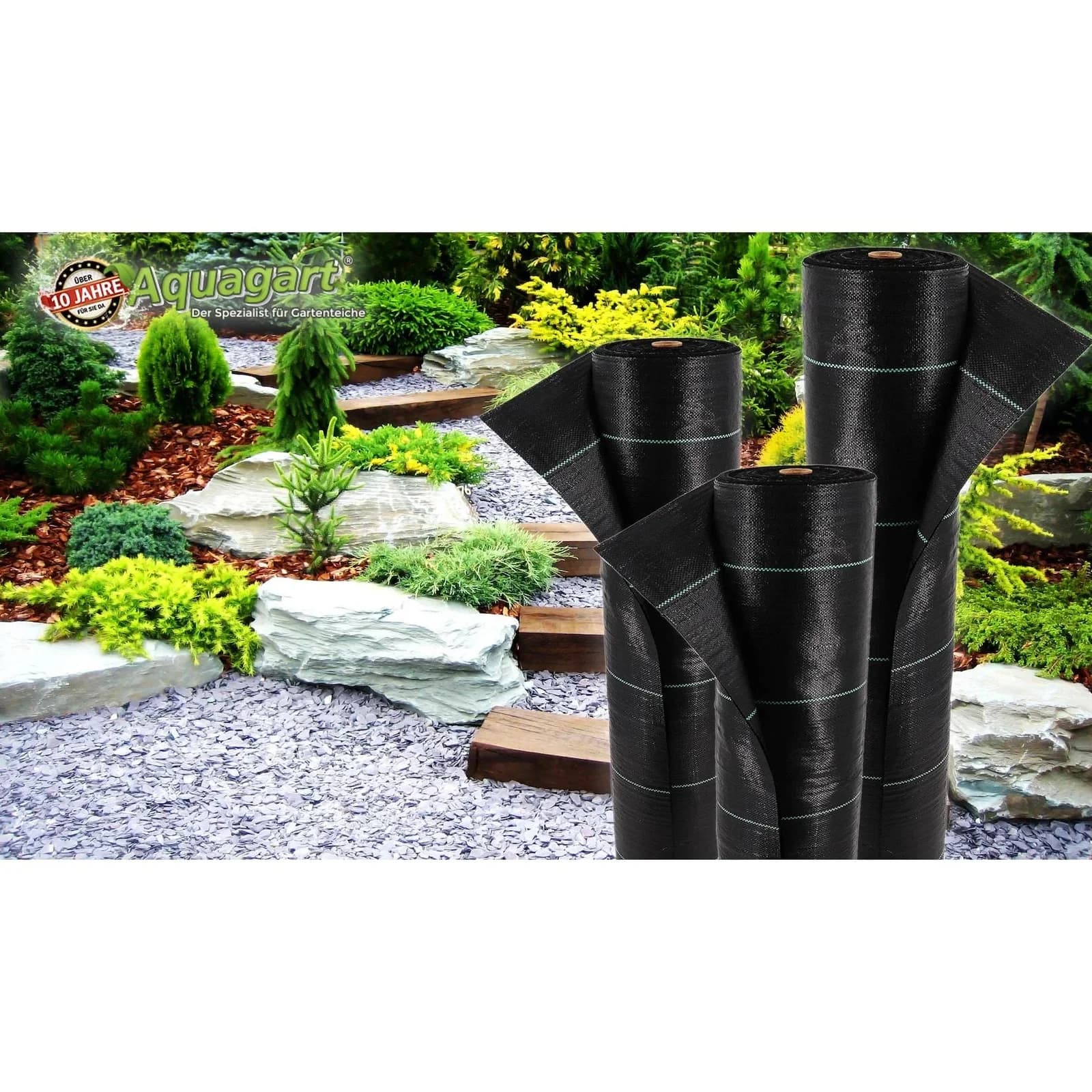 Aquagart Unkrautfolie 176m² Schwarz Mulchfolie
