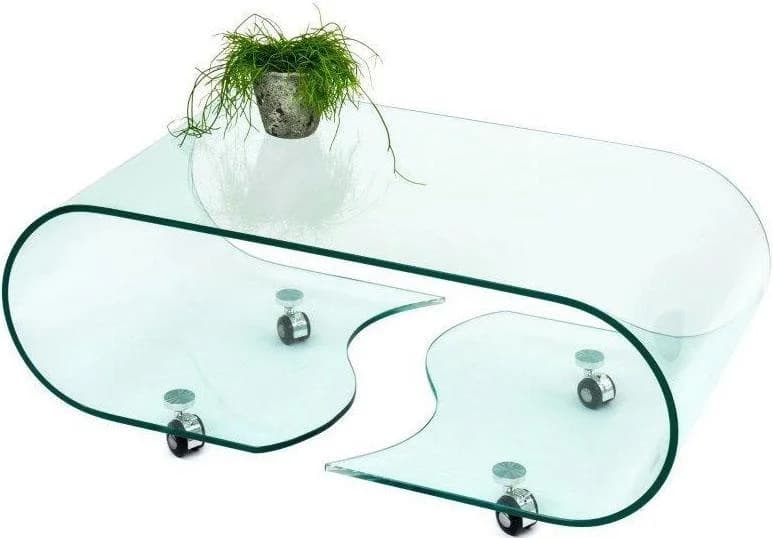 PAROLI Couchtisch Klarglas auf Rollen Modern