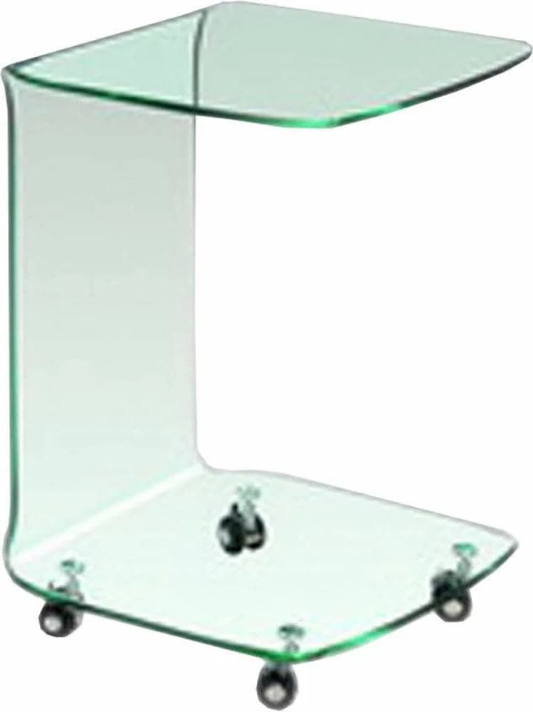 PAROLI Beistelltisch Peppe Glas transparent mit Rollen