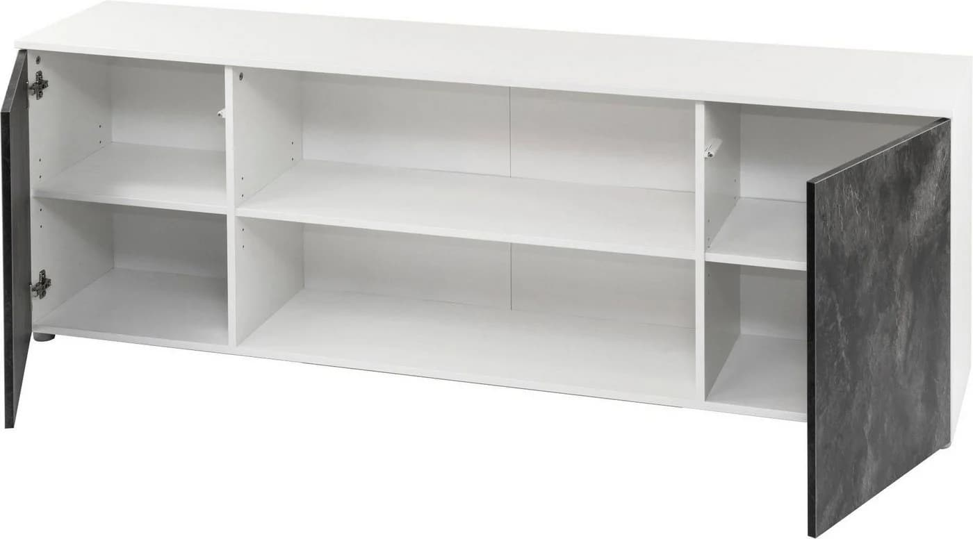 Paroli Lowboard Susa Weiß/Schiefer Modern Push-to-Open - Bild 3
