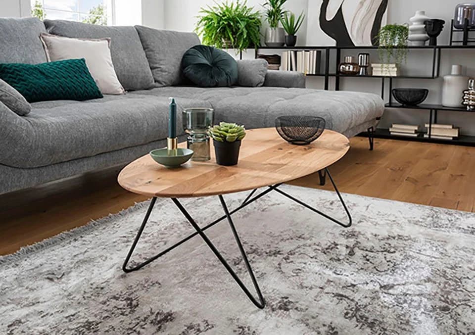 Couchtisch PAROLI "PRATO" Braun Oval Massivholz - Bild 2