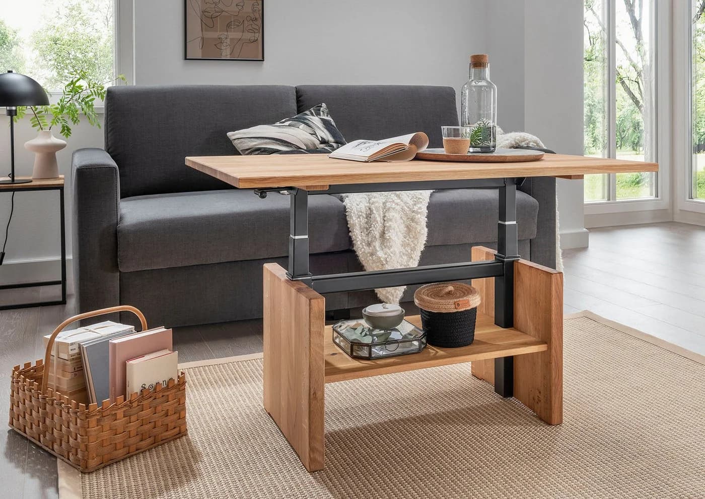 Couchtisch PAROLI Eiche Massivholz mit Ablage