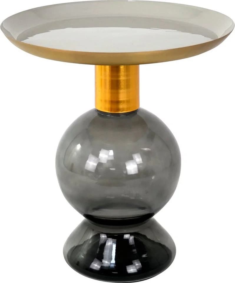PAROLI Beistelltisch Rund Aluminium Glas Gold Anthrazit Weiß - Bild 2