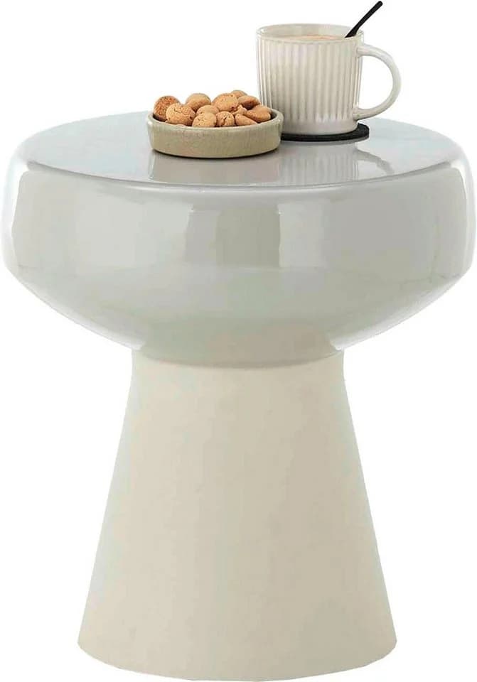 Beistelltisch PAROLI Beige Creme Säulengestell Glänzend - Bild 2