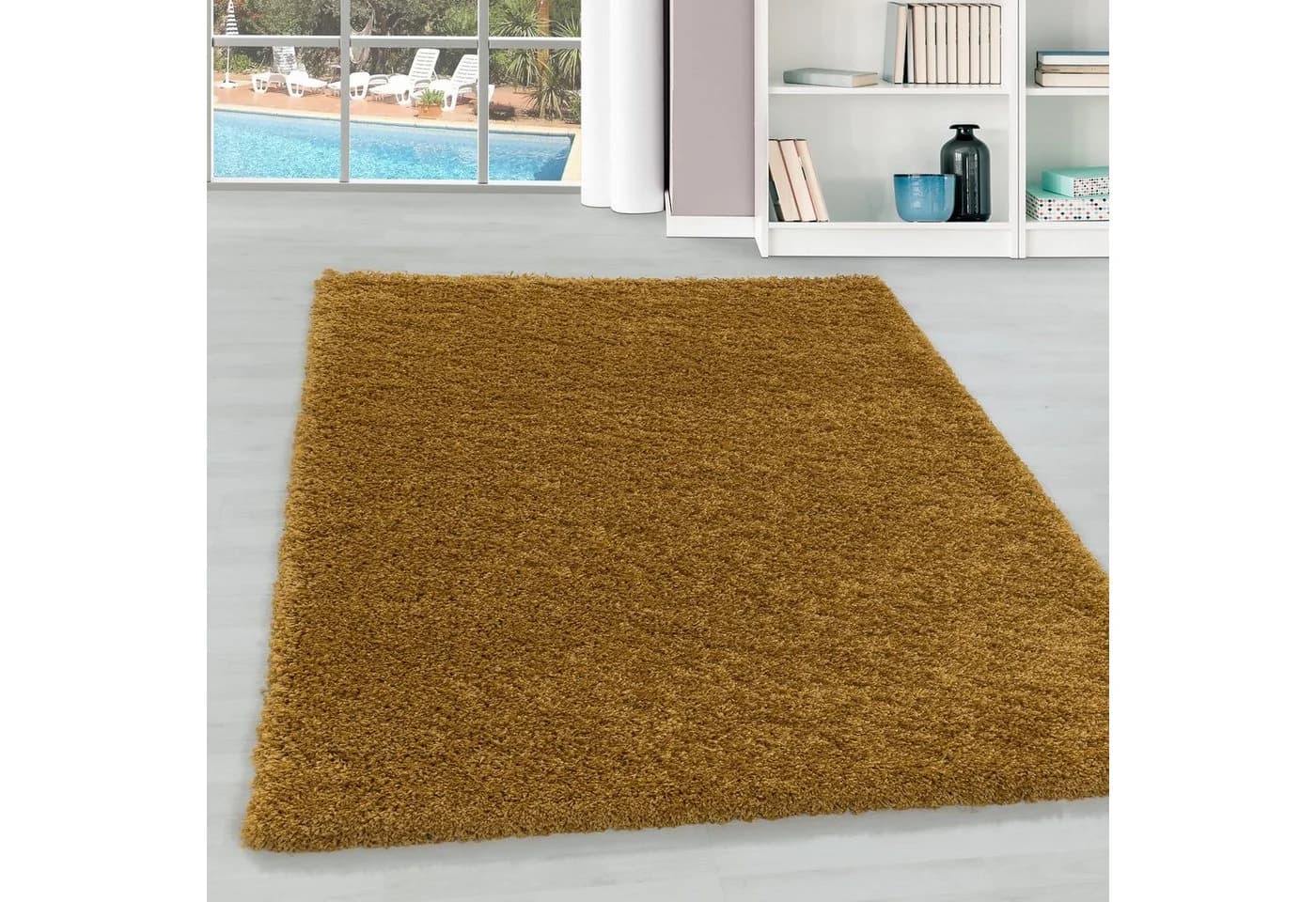 Teppium Teppich Unicolor Shaggy 30mm Hochflor Gold