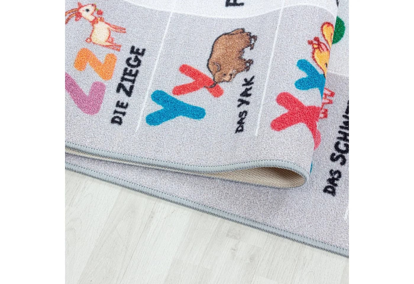 Teppium Kinderteppich Alphabet Grau Rutschfest - Bild 5