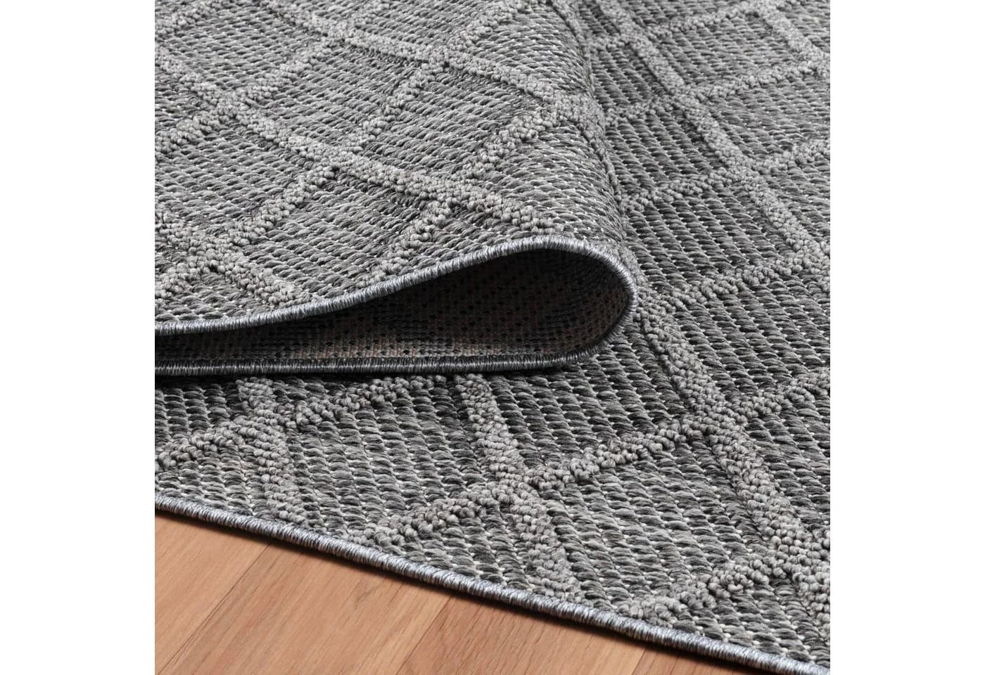 Teppium In & Outdoor Teppich Grau Rauten Design 8 mm Florhöhe - Bild 5