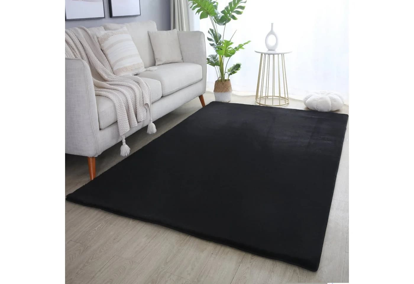 Teppium Teppich Unicolor Schwarz 20mm Florhöhe Shaggy