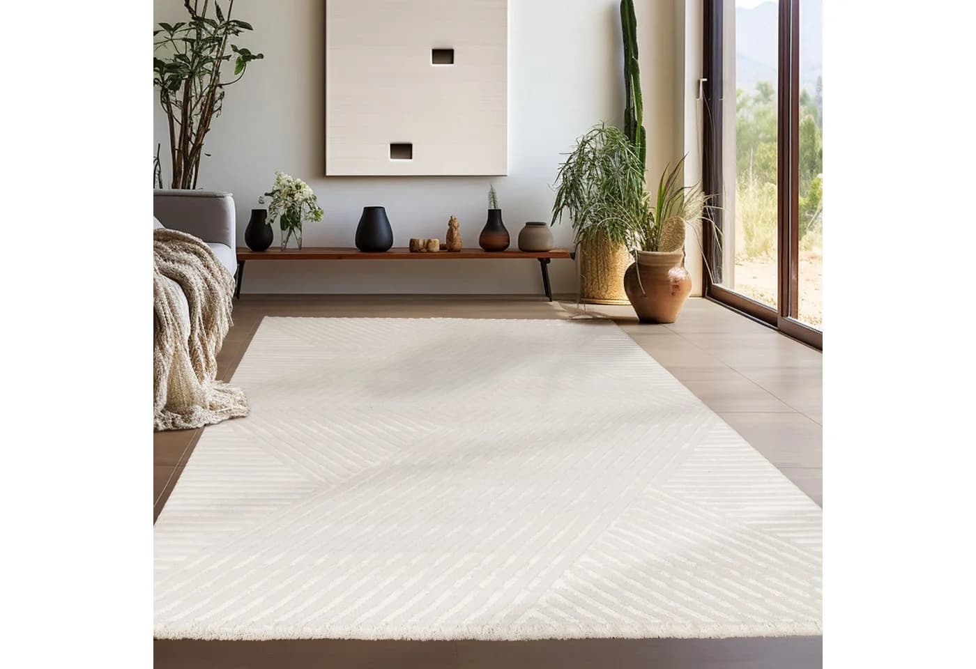 Teppium Teppich Skandinavisches Boho Muster Rechteckig Beige Grau