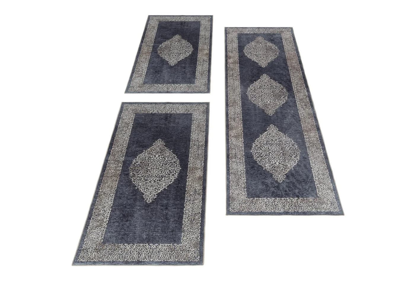 Teppium Schlafzimmer Teppich Bettumrandung Schwarz
