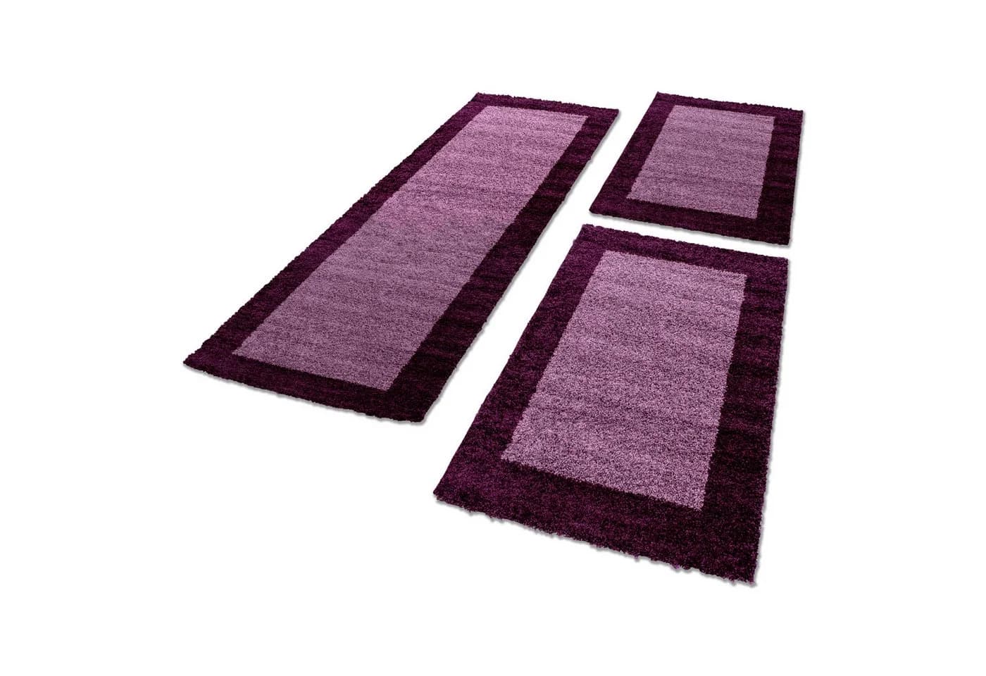Teppium Teppich Bordüre Design 3-teilig Läufer Set Lila