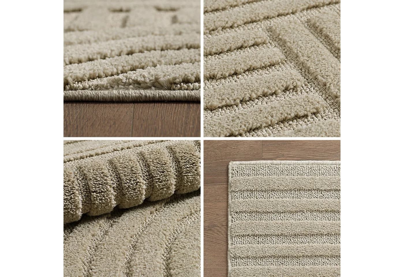 Teppium Hochflor-Teppich Boho-Design Rund Beige - Bild 3