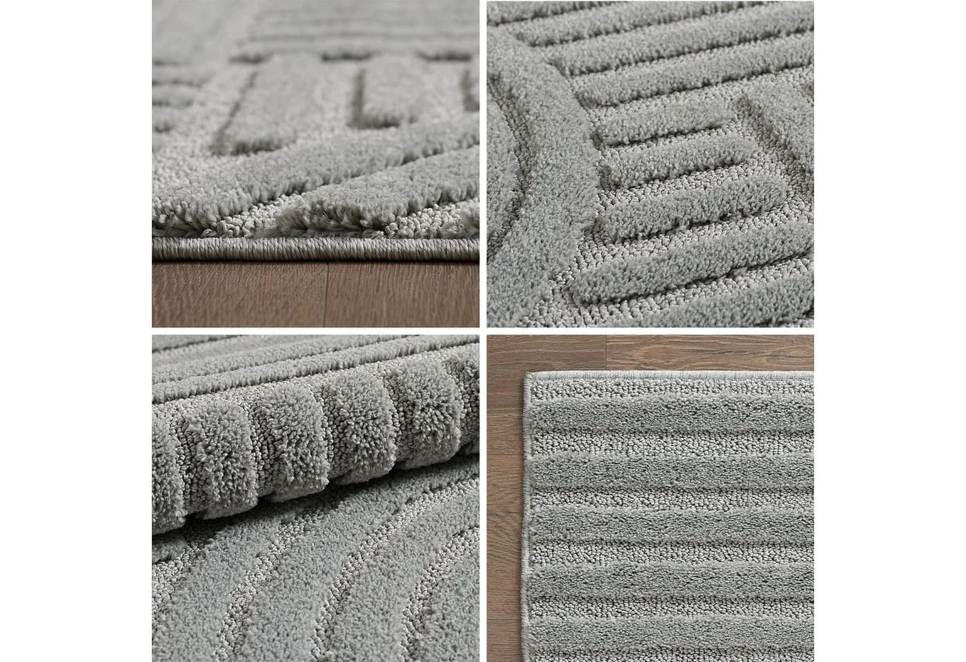 Teppium Hochflor-Teppich Boho-Design Grau Silber Rund - Bild 3