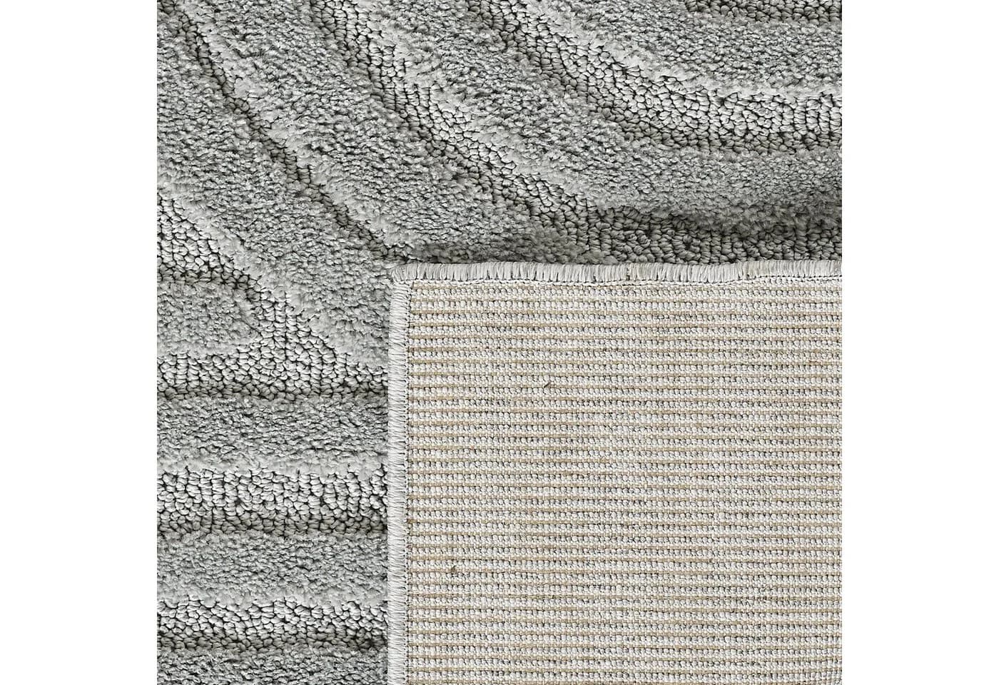 Teppium Hochflor-Teppich Boho-Design Grau Silber Rund - Bild 5