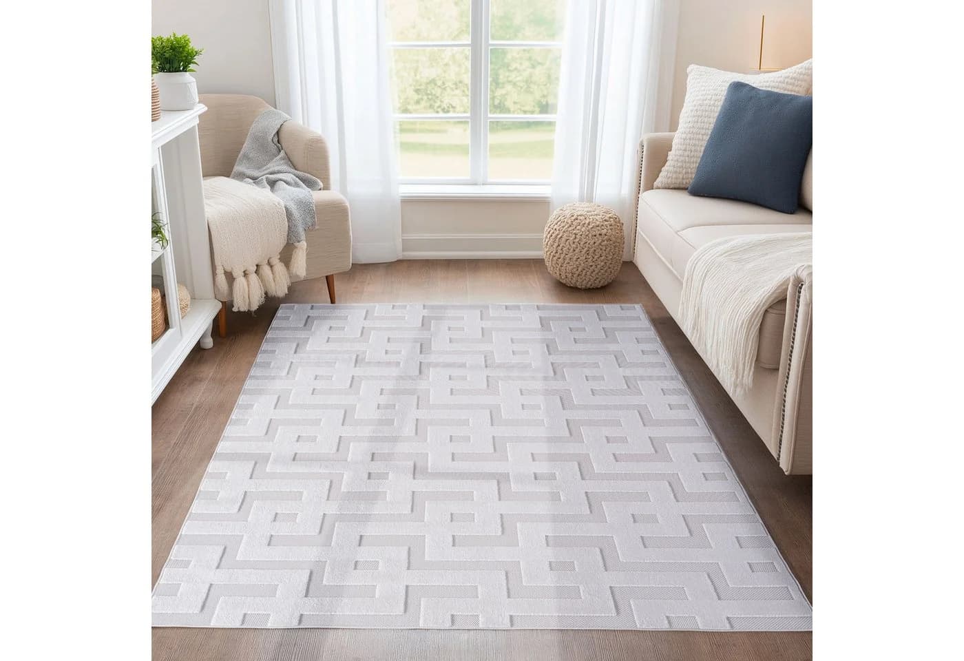 Teppium Teppich Labyrinth-Design Indoor Outdoor Wetterfest 3D Optik