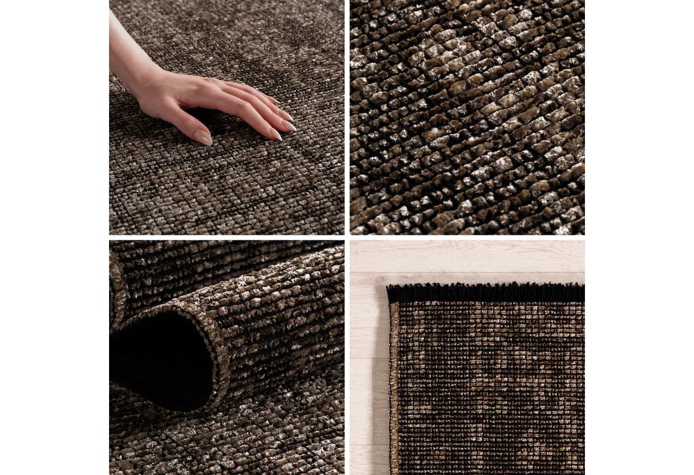 Teppium Teppich Unicolor Läufer Braun 7mm Flor