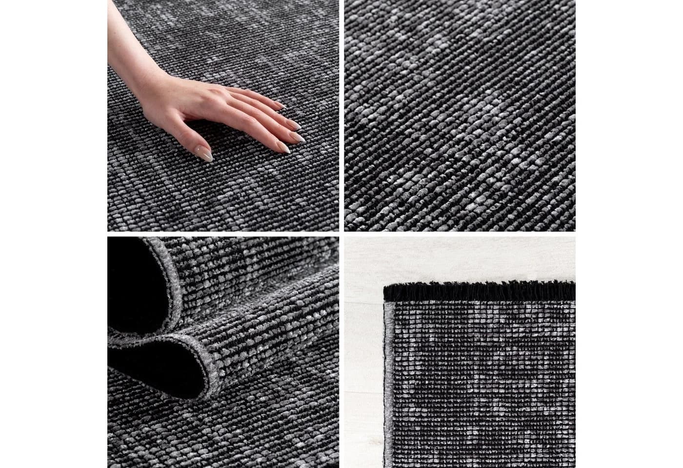Teppium Teppich Unicolor Einfarbig Läufer 7 mm Baumwolle Anti-Rutsch Waschbar Flachgewebe